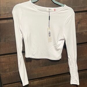Hello Molly NWT White Ribbed Long Sleeve Top